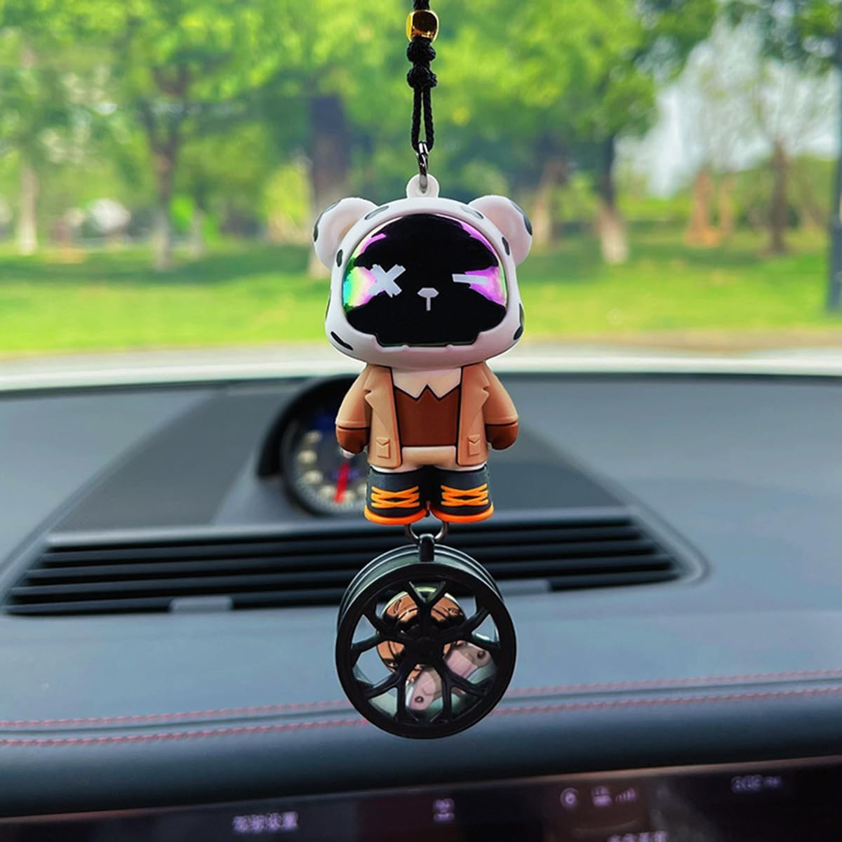 YOURKARTS.COM Bunny Astronaut Car Hanging Ornament, Rearview Mirror Pendant, Decorative Car Accessories (1, Bear)
