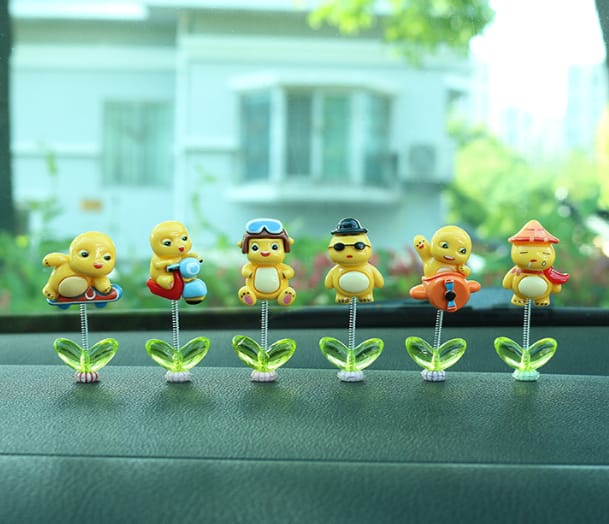 YOURKARTS.COM Car Ornaments Set, 2 cm Miniature Bear, Dog, Dragon Figurines, Multicolour (6, Yellow Dragon Babies)