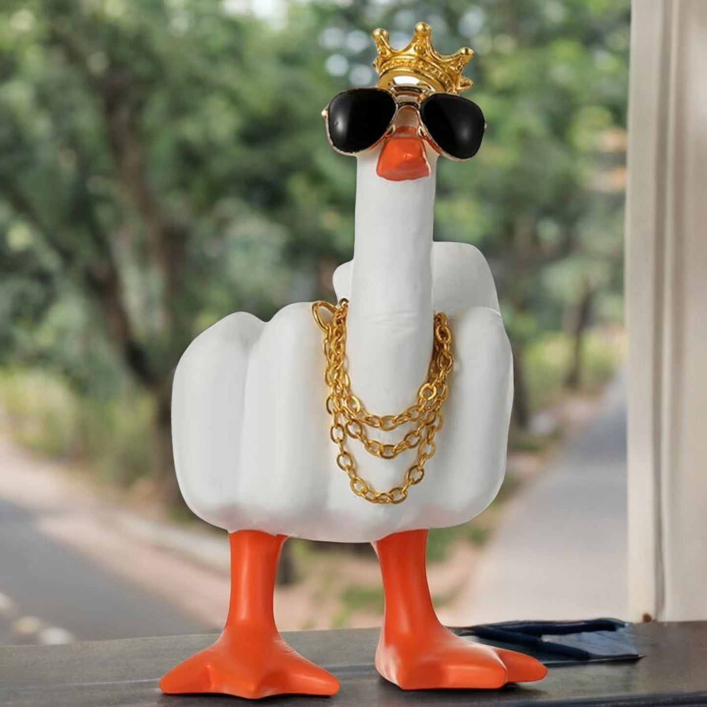 YOURKARTS.COM Cute Duck & Warrior Design Car Dashboard Accessory, Pack of 3 Adorable Toy (Gold Chain Duck)