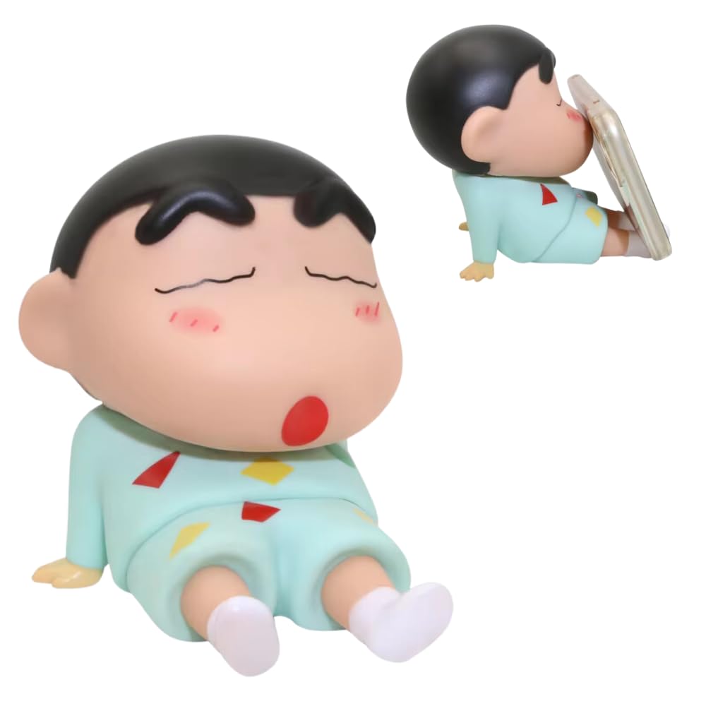 YOURKARTS.COM Cute Shin-Chan Phone Stand, ABS Doll Mobile Holder for Desk, Portable, Flexible (Blue)