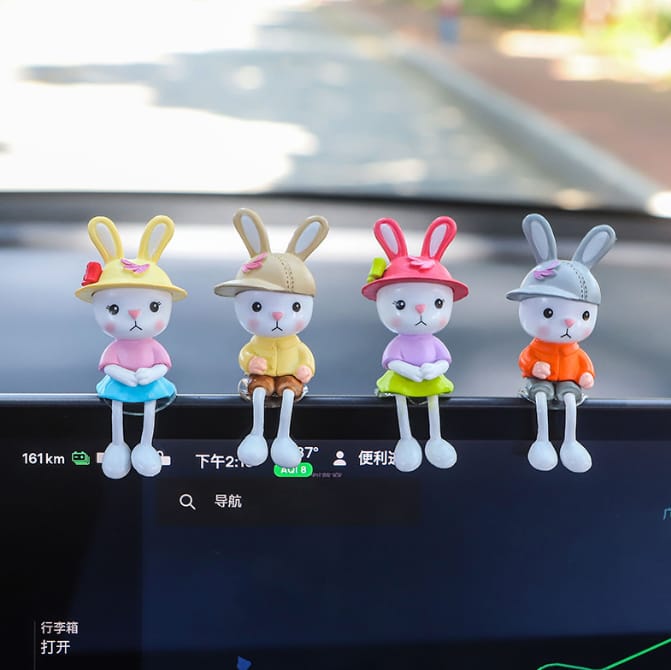 YOURKARTS.COM Cute Cat Figurine Letter Set, Love Decorative Display, Pink and Blue, for Car Dashboard, Kids Room & Decor Set of 4 (Bunny)