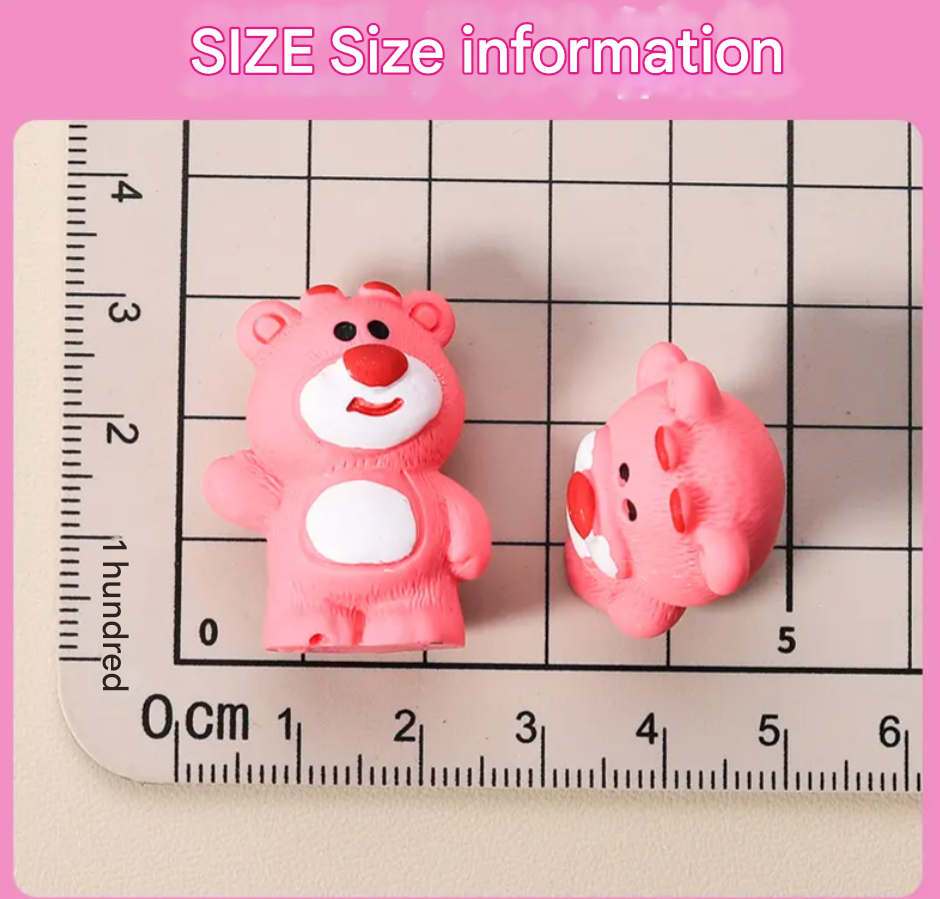 YOURKARTS.COM Car Ornaments Set, 2 cm Miniature Bear, Dog, Dragon Figurines, Multicolour (5, Pink Bear)