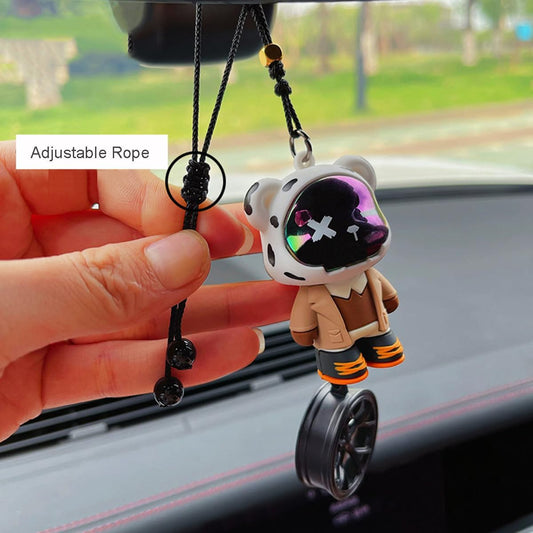 YOURKARTS.COM Bunny Astronaut Car Hanging Ornament, Rearview Mirror Pendant, Decorative Car Accessories (1, Bear)