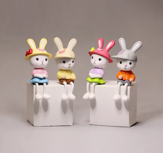 YOURKARTS.COM Cute Cat Figurine Letter Set, Love Decorative Display, Pink and Blue, for Car Dashboard, Kids Room & Decor Set of 4 (Bunny)