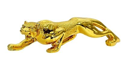 YOURKARTS.COM Realistic Luxury Golden Leopard | Jaguar Showpiece for Car & Home Decor | for Good Luck (Gold)