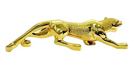 YOURKARTS.COM Realistic Luxury Golden Leopard | Jaguar Showpiece for Car & Home Decor | for Good Luck (Gold)