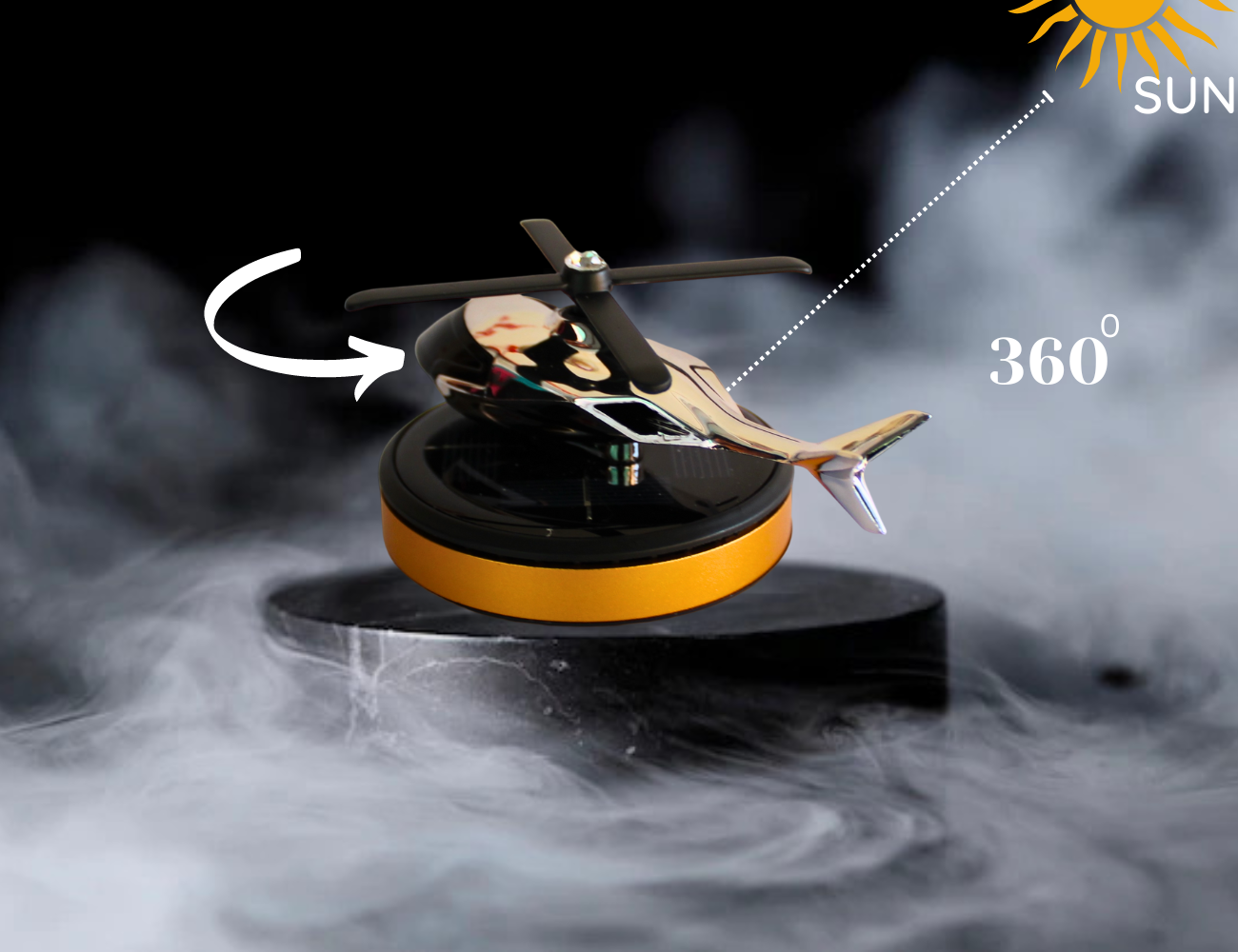 YOURKARTS Solar Helicopter Air Freshener | Solar-Powered Rotating Blades | Unique Car Dashboard Accessory | Aromatherapy for Cars, Offices, and Homes