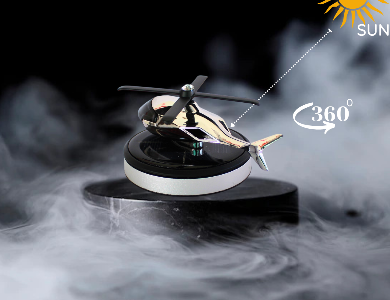 YOURKARTS Solar Helicopter Air Freshener | Solar-Powered Rotating Blades | Unique Car Dashboard Accessory | Aromatherapy for Cars, Offices, and Homes