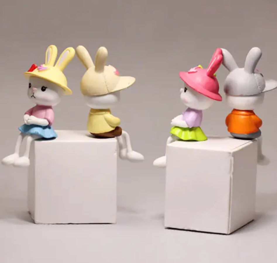 YOURKARTS.COM Cute Cat Figurine Letter Set, Love Decorative Display, Pink and Blue, for Car Dashboard, Kids Room & Decor Set of 4 (Bunny)