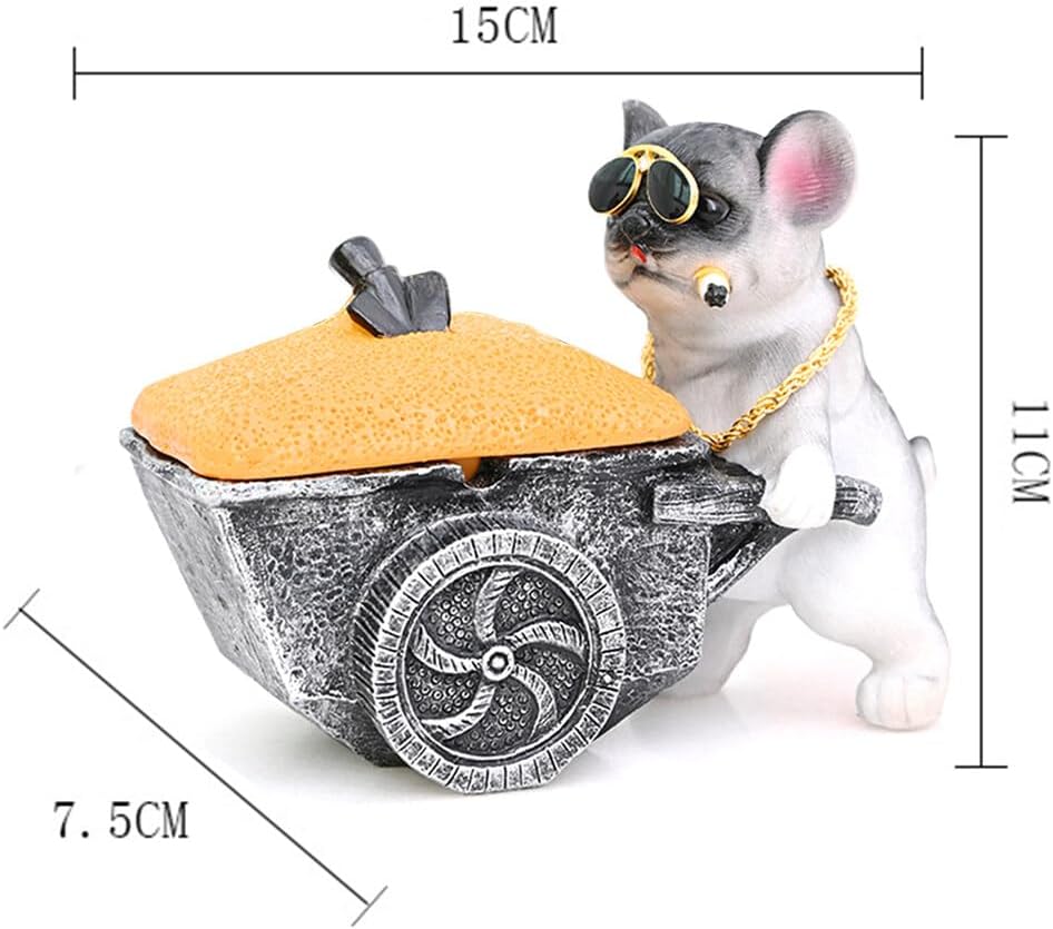 YOURKARTS.COM Small Car Dashboard Decorative Figurines Set (1, Bulldog Ashtray)