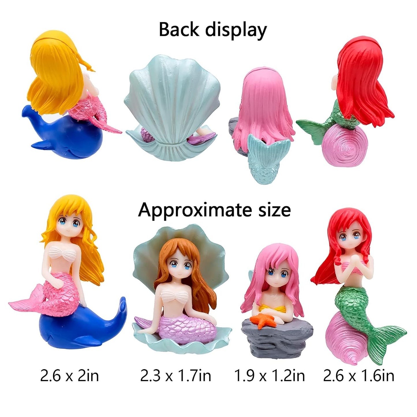 YOURKARTS.COM Car Dashboard Ornaments, Mermaid and Duck with Raincoat Design, 5 cm, Set of 4 (Mermaid)