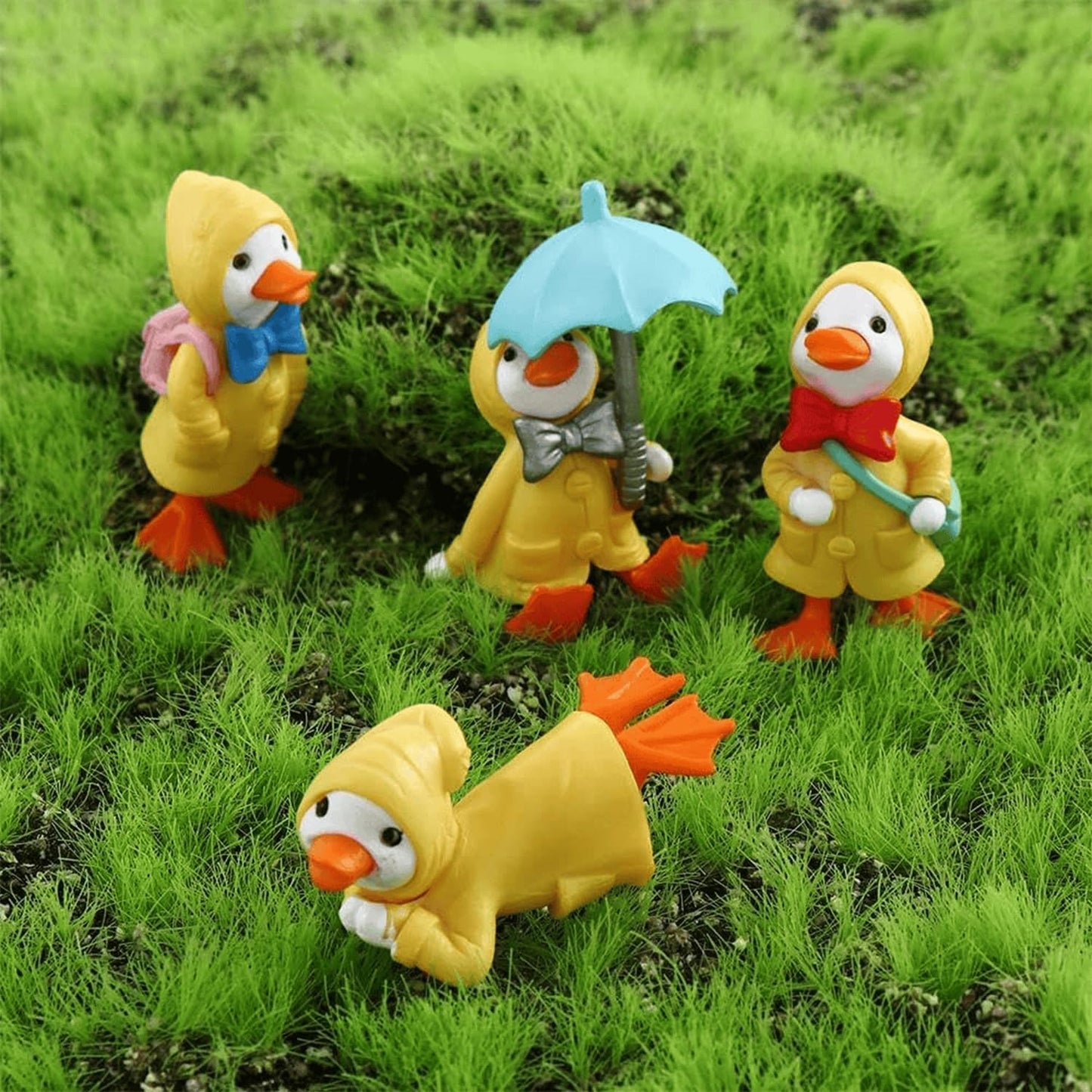 YOURKARTS.COM Cute Duck & Warrior Design Car Dashboard Accessory, Pack of 3 Adorable Toy (Rain Coat Duck Set of 4)