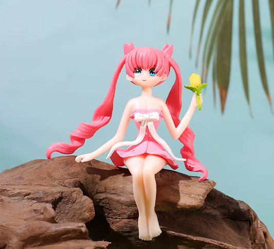 YOURKARTS.COM Car Mirror Hanging Anime Girls Showpiece, Office Desk Decor (Pink Hair)