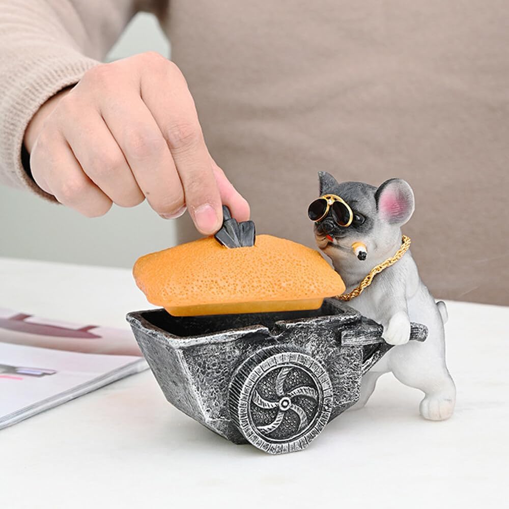 YOURKARTS.COM Small Car Dashboard Decorative Figurines Set (1, Bulldog Ashtray)