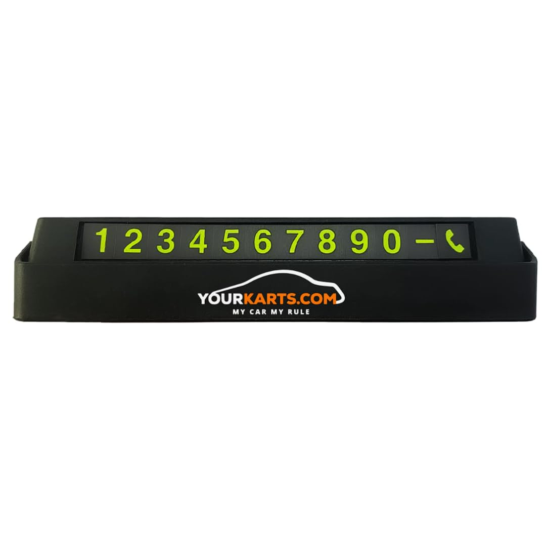 YOURKARTS.COM PVC Car Phone Number Dashboard Fantasy Display Plate, 27 x 8 cm, Push Down to Hide Number (Black)