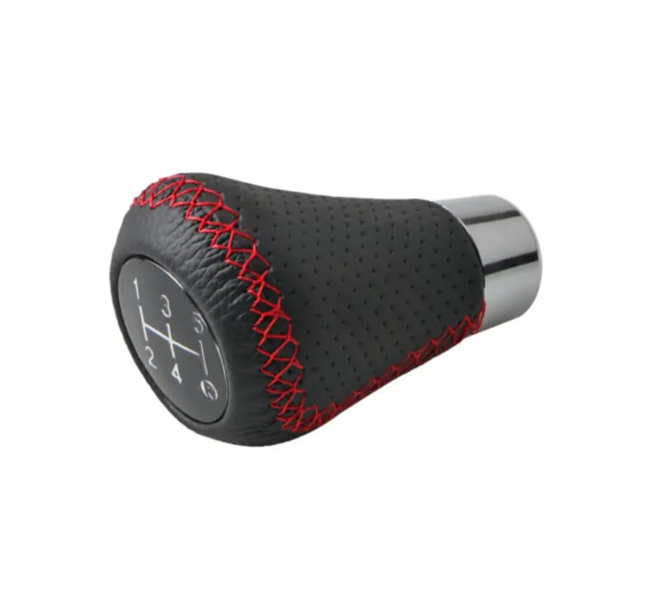 YOURKARTS.COM Leather & Chrome Gear Shift Knob - 5/6 Speed Manual/Automatic Transmission Gear Knob with Installation Kit (Black, 0529)