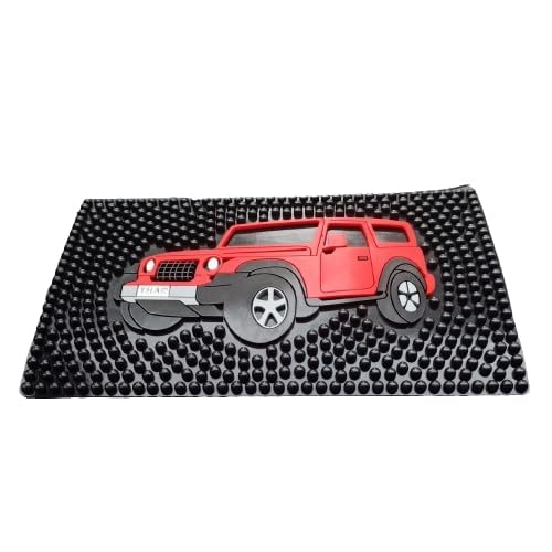 YOURKARTS.C0M Anti-Slip Car Dashboard Pad with Mobile Holder – Non-Slip Dashboard Mat with Anti-Skid Grip Mount for All Smartphones | Off-Road Thar Theme | car Accessories 2025