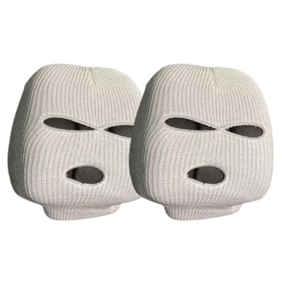 YOURKARTS.COM Car Seat Headrest Full Face Cover – Funny Ski Mask Hat Design with Anti-Ash Protection for Car Seats-White (Pack of 2-White)