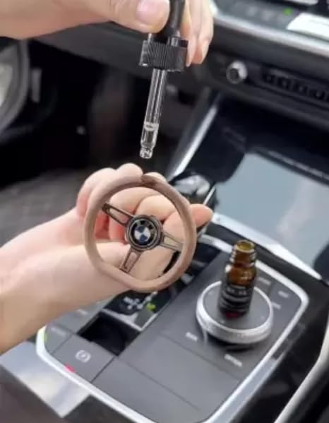 YOURKARTS AC Vent Car Air Freshener Set, Wood and Leather Scent, with Vent Clip, Steering Wheel Design