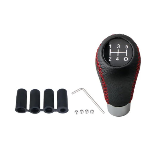 YOURKARTS.COM Leather & Chrome Gear Shift Knob - 5/6 Speed Manual/Automatic Transmission Gear Knob with Installation Kit (Black, 0529)