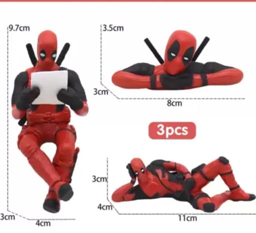 YOURKARTS.COM Dead Pul Action Figure PVC Model Movable Joint Set of 3 for Office Desk, Home Décor, & Car, Unique Decoration for Car Interiors