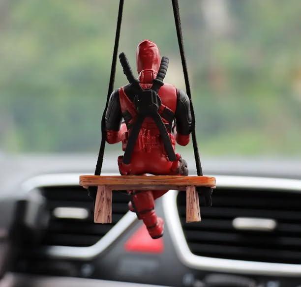 YOURKARTS.COM Deadpool Figurine on Rocking Chair, 18 cm, Red and Black