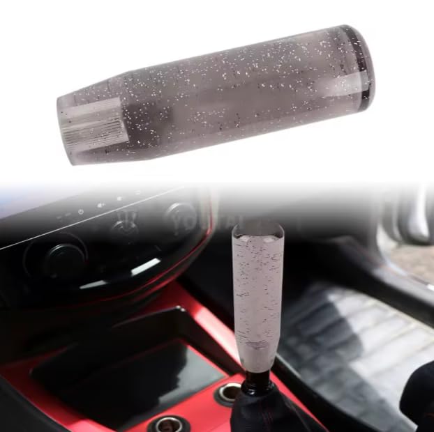 YOURKARTS Gear Shift Knob Crystal Sparkle Styling 15CM & 10CM Sporty Handle Universal Gear Head for Manual Automatic Cars | Sleek Transparent Design with Shimmer Effect (Smoke, 15cm)
