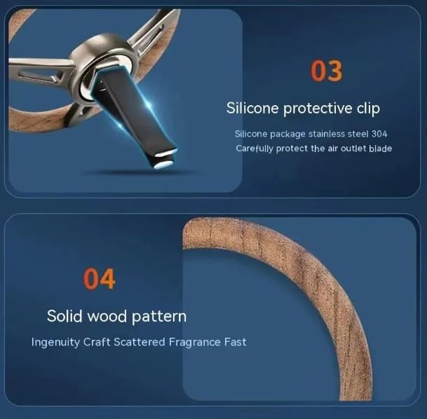 YOURKARTS AC Vent Car Air Freshener Set, Wood and Leather Scent, with Vent Clip, Steering Wheel Design