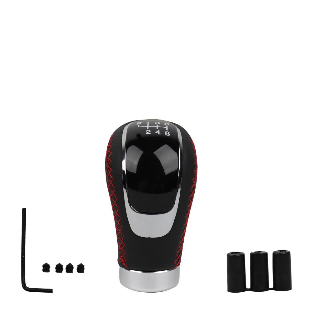 YOURKARTS.COM Leather & Chrome Gear Shift Knob - 5/6 Speed Manual Transmission with Installation Kit(0533)