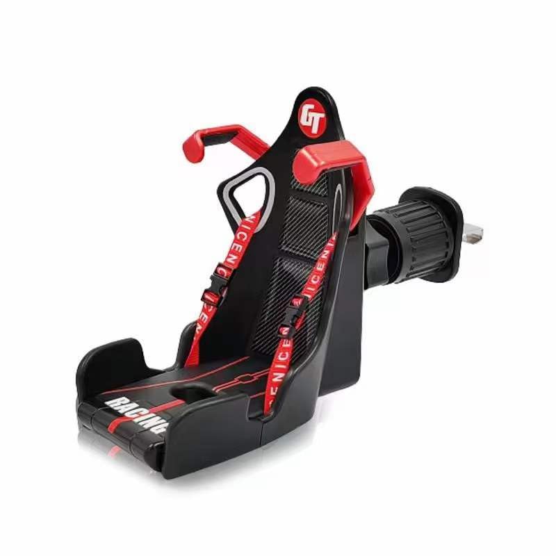 YOURKARTS.COM Car Phone Holder Mount, Racing Seat Design with Carbon Fiber Pattern, Air Vent Clip, Adjustable Grip, Red and Black