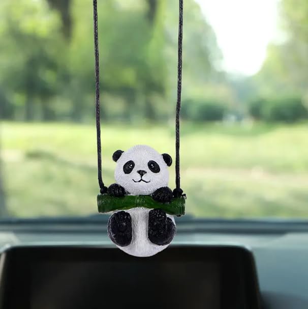 YOURKARTS.COM Cute Hanging Ornament for Car | Rear View Mirror Pendant | Swing Accessory for Car, Home, Office, Gardening & Gifts (Panda)