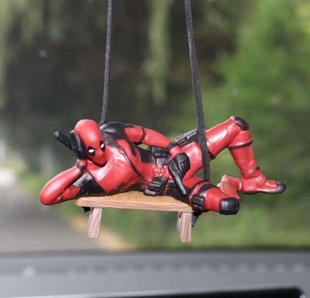 YOURKARTS.COM Deadpool Hanging Ornament for Car – PVC Model Rearview Mirror Decoration for Cars, Office Desk, and Home Decor (Design A)