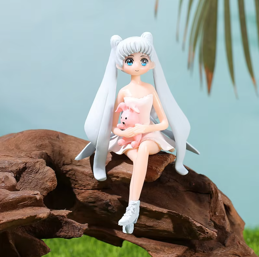 YOURKARTS.COM Car Mirror Hanging Anime Girls Showpiece, Office Desk Decor (Light Blue Hair)