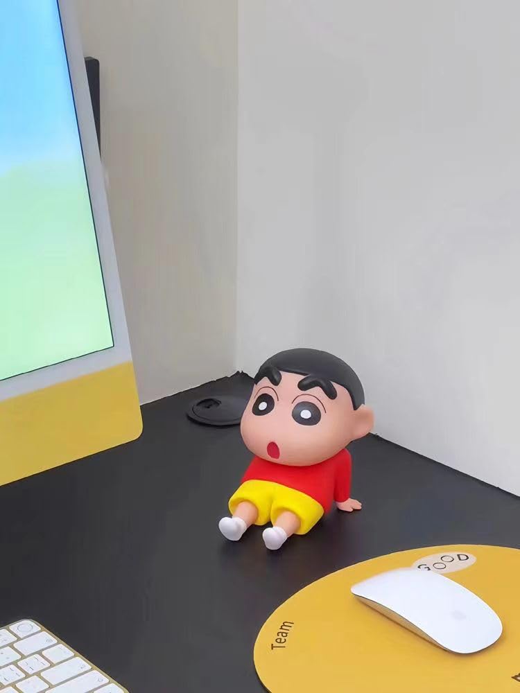 YOURKARTS.COM Cute Shin-Chan Phone Stand, ABS Doll Mobile Holder for Desk, Portable, Flexible (Red)