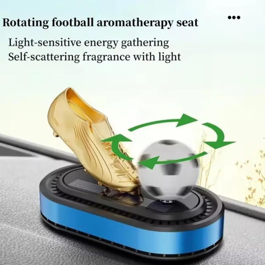 YOURKARTS.COM Solar Powered Football Trophy Display Stand with Gold Boot and Ball, Red and Black Base, Decorative Sports Memorabilia (Big Shoe)