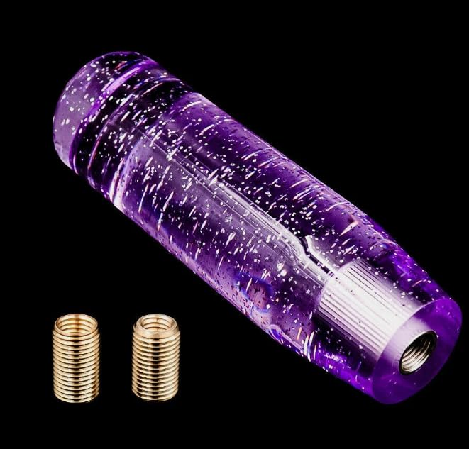 YOURKARTS Gear Shift Knob Crystal Sparkle Styling 15CM & 10CM Sporty Handle Universal Gear Head for Manual Automatic Cars | Sleek Transparent Design with Shimmer Effect (Purple, 15cm)