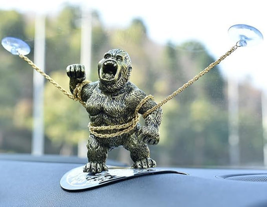 YOURKARTS.COM Gorilla Car Dashboard Decoration with Anti-Slip Base Mat – Fun & Unique Car Ornament for Men’s Gift