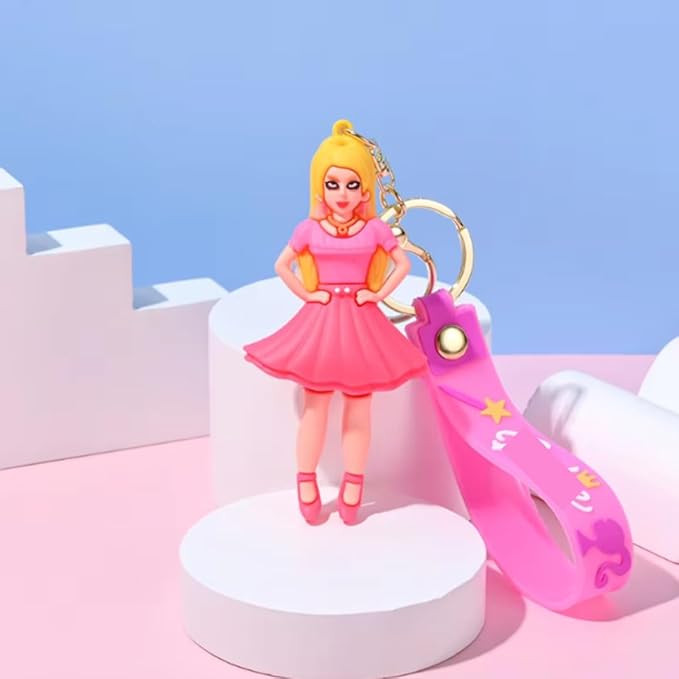 YOURKARTS.COM Girl Keychain, Pink, 10 cm – Stylish and Unique Key Ring Accessory(Pack of 2 random Design)