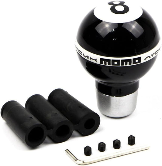 YOURKARTS.COM MOMO Gear Shift Knob, Black and White, Universal Fit with Adapters and Installation Kit (Black)