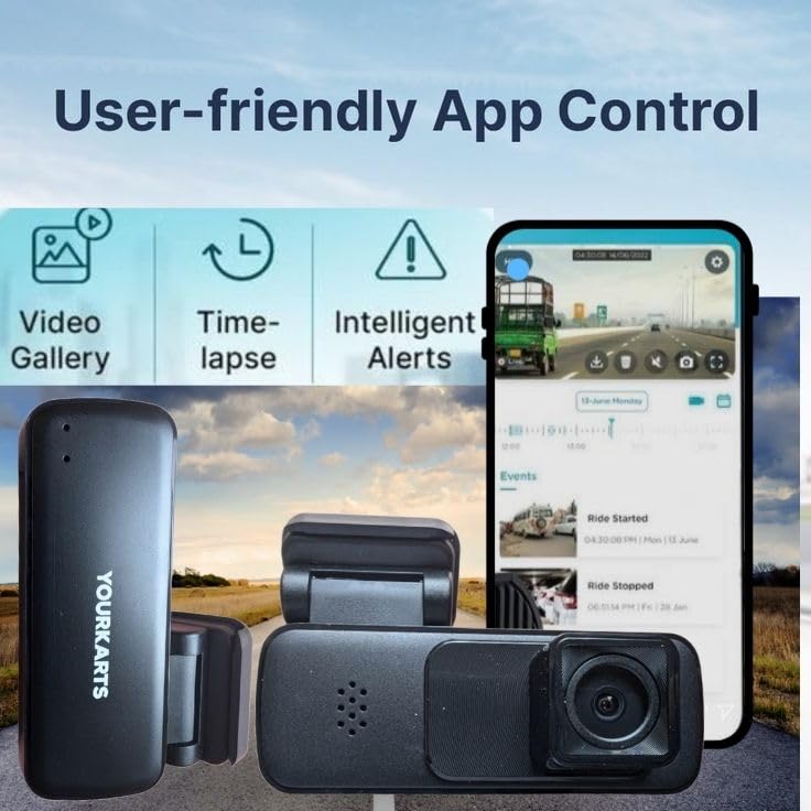YOURKARTS.COM L16 Compact HD Dash Cam 1296P/1080P with WiFi & Viidure App, Motion Detection, 128GB Support, Wide Temp Range, 12V-24V Compatible – 18-Month Warranty