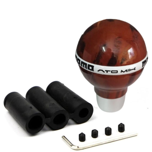 YOURKARTS.COM MOMO Gear Shift Knob, Black and White, Universal Fit with Adapters and Installation Kit (Brown)