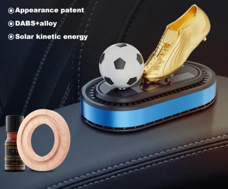 YOURKARTS.COM Solar Powered Football Trophy Display Stand with Gold Boot and Ball, Red and Black Base, Decorative Sports Memorabilia (Big Shoe)