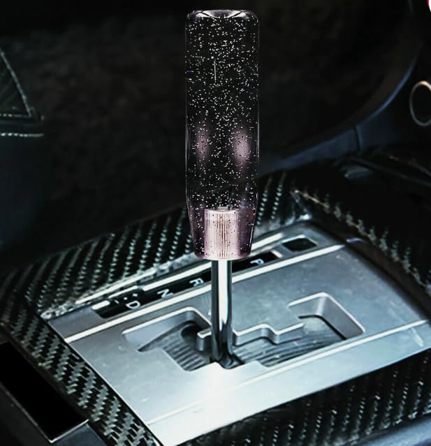 Universal Crystal Sparkle Gear Shift Knob, Sleek Transparent Shimmer Styling for Cars (Smoke, 15cm)