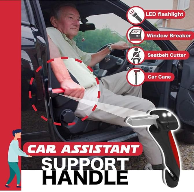 YOURKARTS.COM Car Support Handle, 5-in-1 Safety Door Handle with Window Breaker, Elderly Assistance