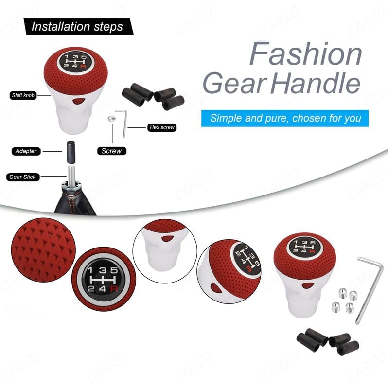 YOURKARTS.COM Gear Shift Knob - Red and Navy Blue, Universal Fit with Adapters and Installation Kit (0577)