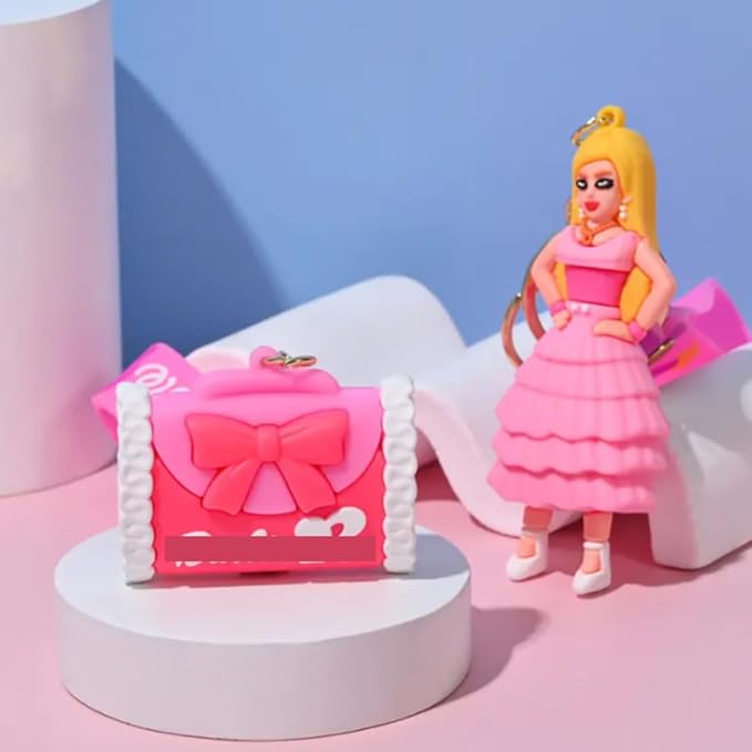 YOURKARTS.COM Girl Keychain, Pink, 10 cm – Stylish and Unique Key Ring Accessory(Pack of 2 random Design)