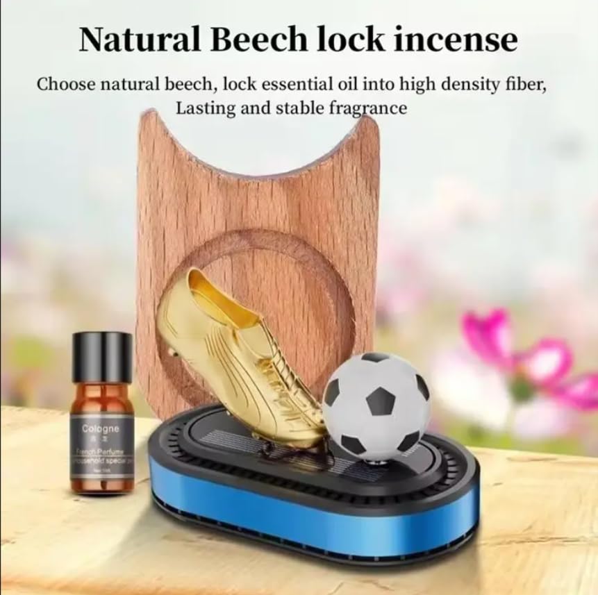 YOURKARTS.COM Solar Powered Football Trophy Display Stand with Gold Boot and Ball, Red and Black Base, Decorative Sports Memorabilia (Big Shoe)