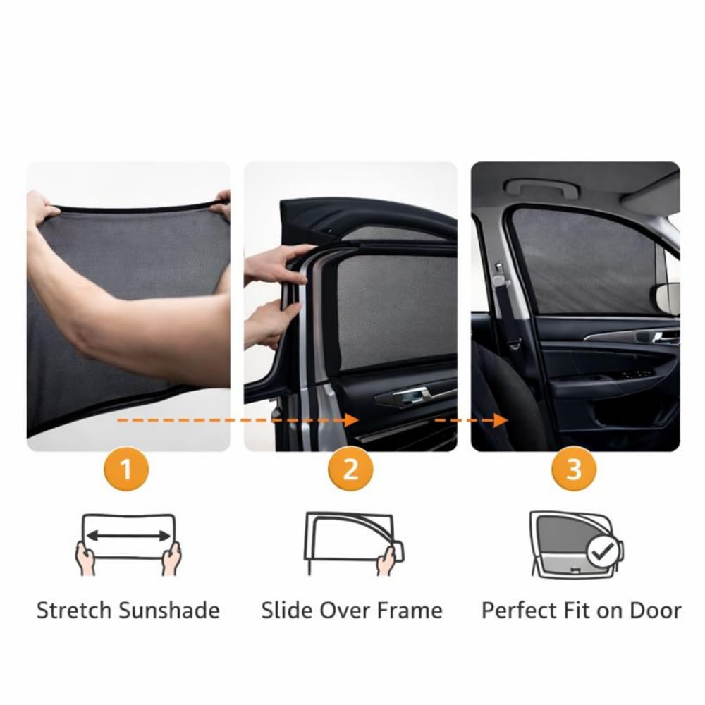 Car Window Curtains Pack of 2 - Front Side Window Sunshade Universal fit