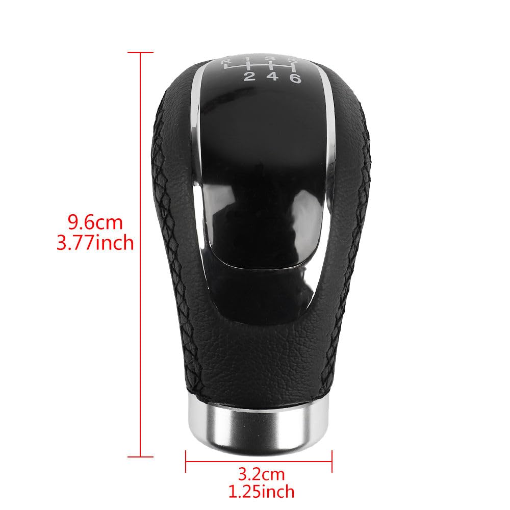 YOURKARTS.COM Leather & Chrome Gear Shift Knob - 5/6 Speed Manual Transmission with Installation Kit(0533)