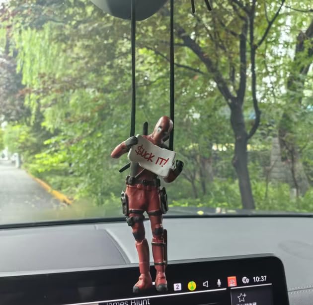 YOURKARTS.COM Deadpool Hanging Ornament for Car – PVC Model Rearview Mirror Decoration for Cars, Office Desk, and Home Decor (Design D)
